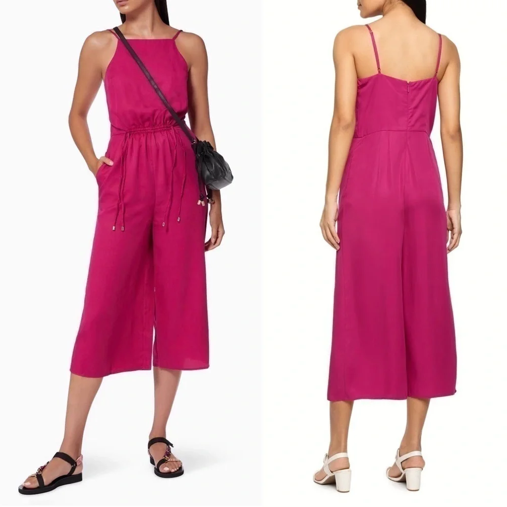 NWT‎ TED BAKER Sleeveless Square Neck Wide Leg Ankle Crop Cinch Waist Jumpsuit 4 - Picture 5 of 16